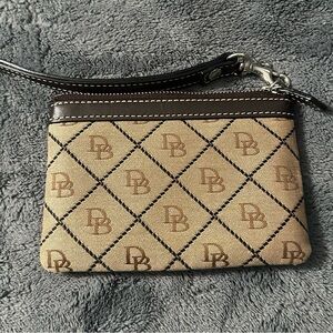 Dooney & Bourke Beige and Dark Brown Wristlet - excellent condition